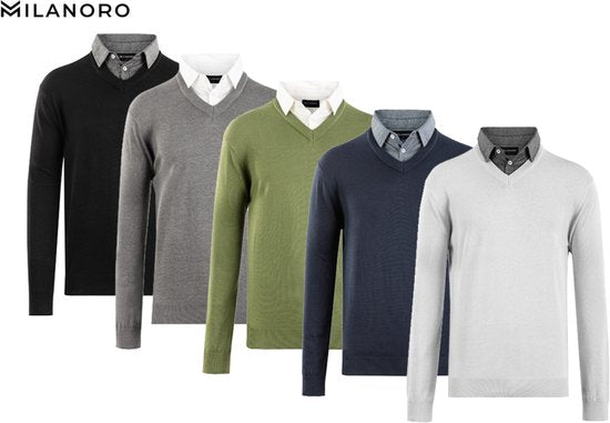 Milanoro - Pull homme à col chemise - Marine - M
