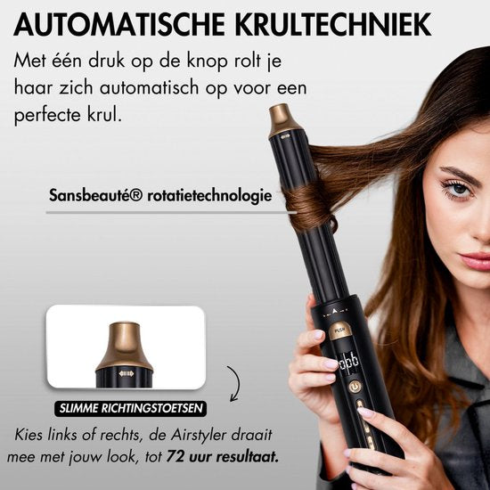Sansbeauté® 9-in-1 Airstyler with Diffuser and Storage Box - Multistyler - Hair dryer brush short hair - Hair curler - Hair styler - Hair dryer - Heat brush - Curling brush - Curling iron - Hair straightener - Styling brush - 5 in 1 Hairstyler