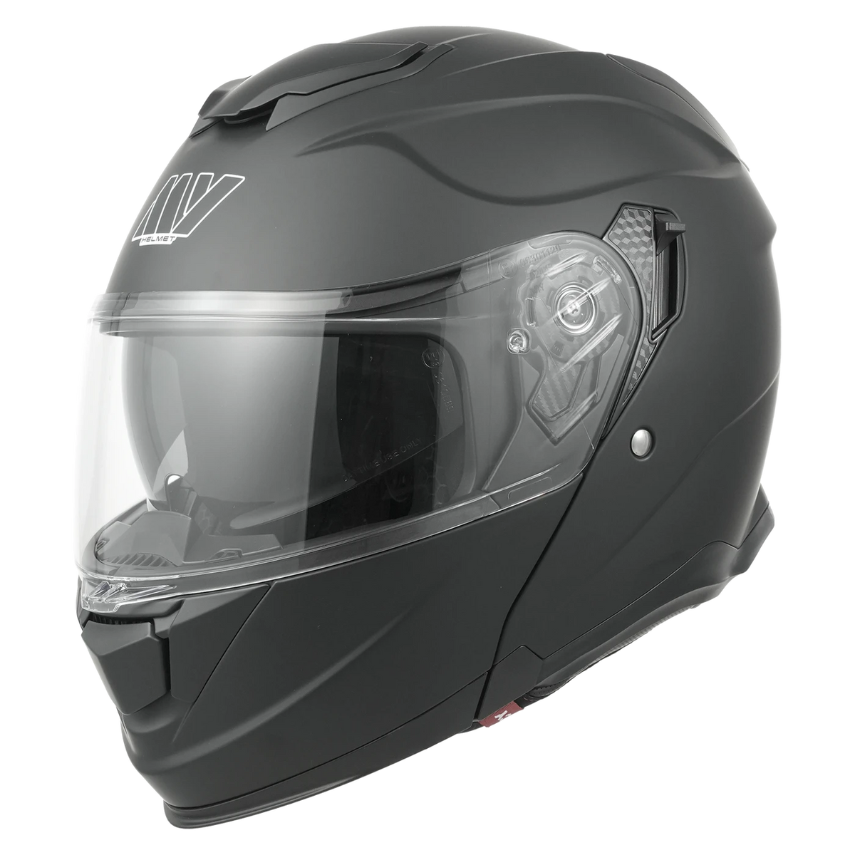 Casque moto à visière relevable MY Flip-Up – Certifié ECE 22.06 – Taille M – Noir mat et argent – ABS