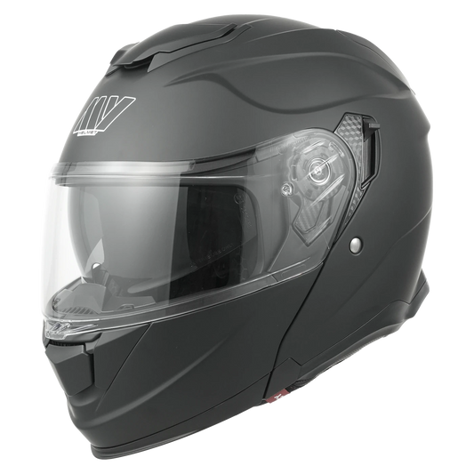 Casque moto à visière relevable MY Flip-Up – Certifié ECE 22.06 – Taille M – Noir mat et argent – ABS