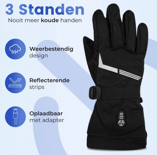 Qualitá® Heated Gloves - Gants chauffants - hydrofuges - Gants électriques Taille XL - Compatibilité écran tactile - Sports d'hiver - Rechargeable