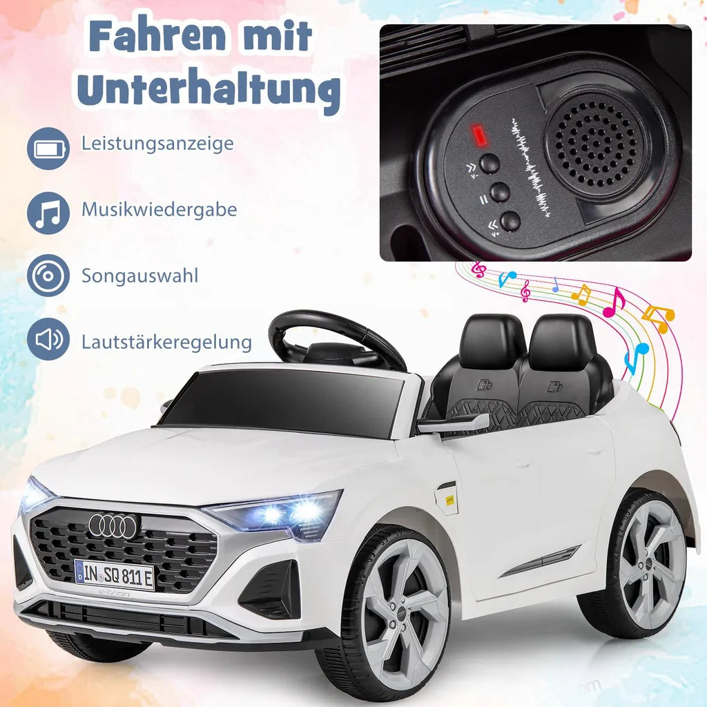 Coast Audi SQ8 Child Car White - Voiture électrique 12V avec télécommande, LED et musique - 98 x 49 x 43 cm
