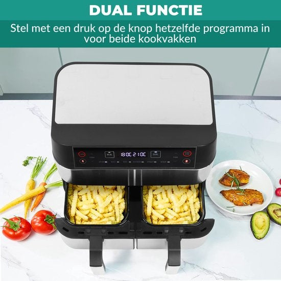 Niceey Double Airfryer XXL - 8L - 2460W - Silver