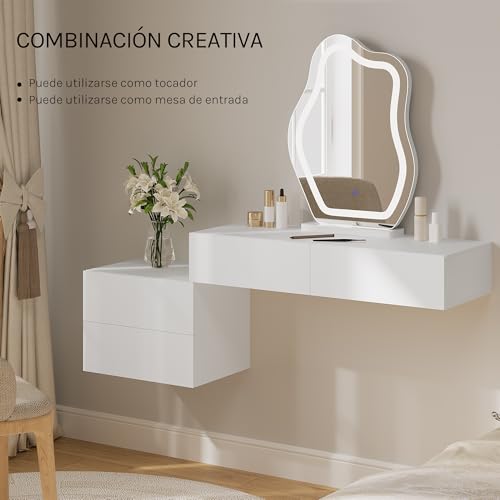Woltu Table de nuit avec tiroir Set of 2 - Fixation murale, blanc - 40x30x14 cm
