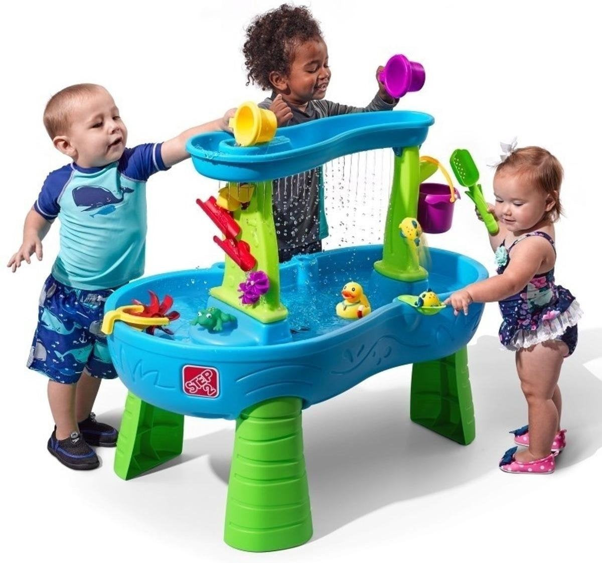 Step2 Rain Showers Splash Pond Water Table - Avec 13 pièces d'accessoires - Jouet d'eau pour enfant - Table d'activité avec eau pour jardin/extérieur