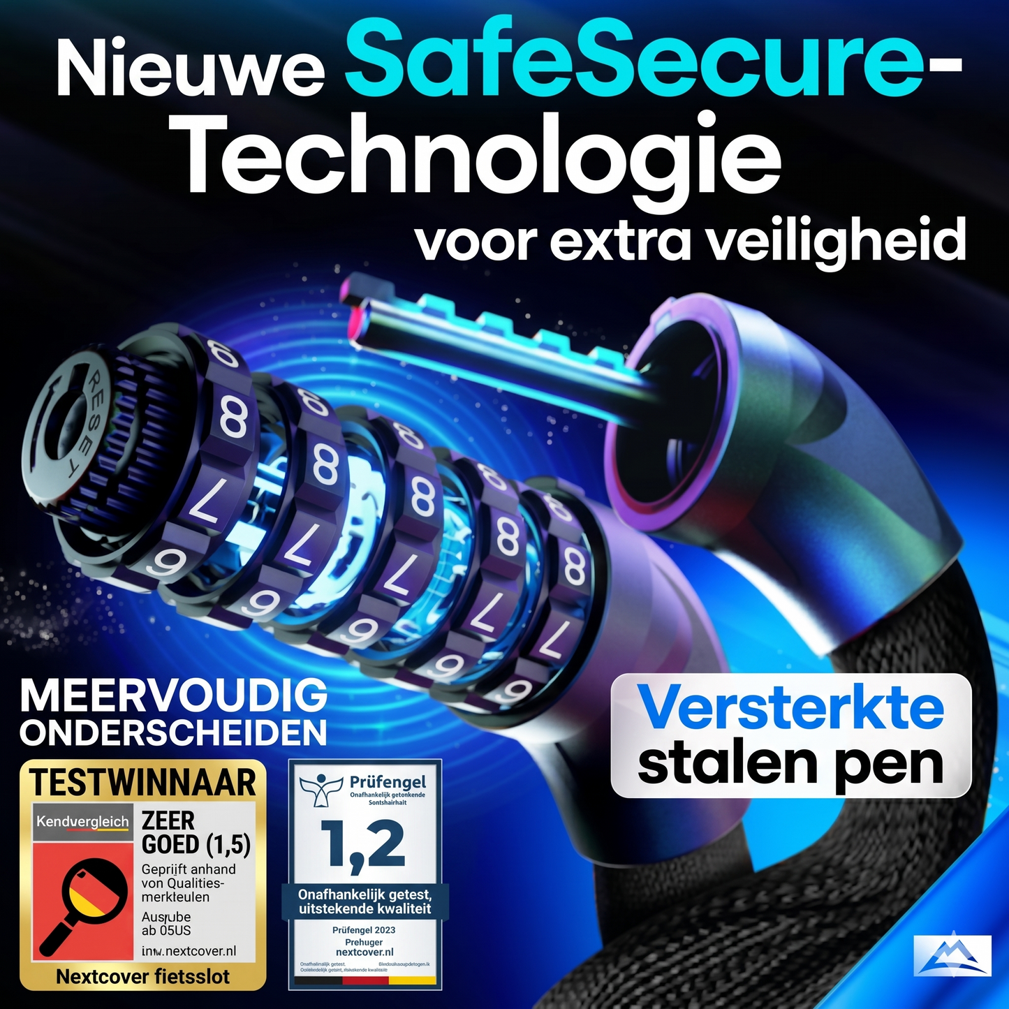 Antivol de vélo Nextcover LockOne - Avec clé - Haute sécurité - Noir