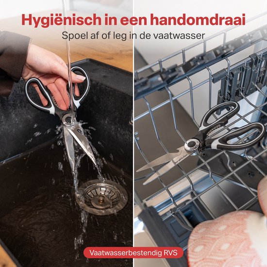 AoraKitchen Ciseaux de cuisine - Ciseaux à viande - Acier inoxydable - Ciseaux de ménage - Ciseaux de jeu - Ciseaux pour droitiers et gauchers - Lavable au lave-vaisselle