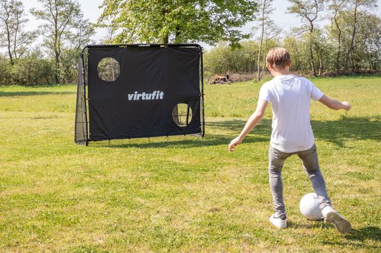 VirtuFit Football Goal Pro avec mur de but - But de football - 220 x 170 x 85 cm - Mur de but avec 2 zones ouvertes - Jouets d'extérieur pour enfants - Pliable - Buts - Montage rapide - Stockage facile
