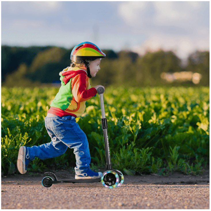 Scooter pour enfants LifeGoods HappyStep - Étape 2-5 ans - 3 roues lumineuses - Garçons/Filles - Noir