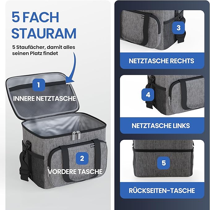 HELDENWERK Grand sac isotherme, pliable, glacière isolée, sac thermo, étanche et imperméable, sac à pique-nique, sac à déjeuner, sac thermo, sac isotherme