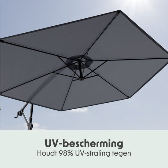 LifeGoods Parasol flottant - Rond Ø300 cm - UPF 50+ et Imperméable - Gris foncé