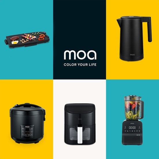 MOA Table grill - Gril - Plaque de cuisson - Teppanyaki - Electrique - 68 x 36 cm - Thermostat réglable - Revêtement antiadhésif - TG218B - Noir