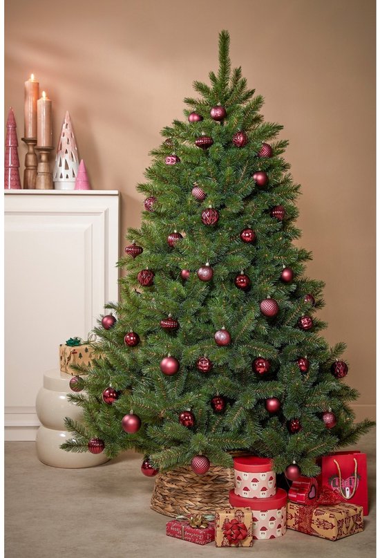 Lot de boules de Noël Mica Decorations - 60 pièces - Ø 7 cm - Incassables - Rouge foncé
