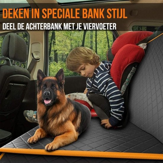 Couverture Strex pour chien Siège arrière de la voiture et coffre - 137 x 147 CM - Couverture protectrice - Tapis pour chien Siège arrière de la voiture - Laisse pour chien et sac de rangement inclus