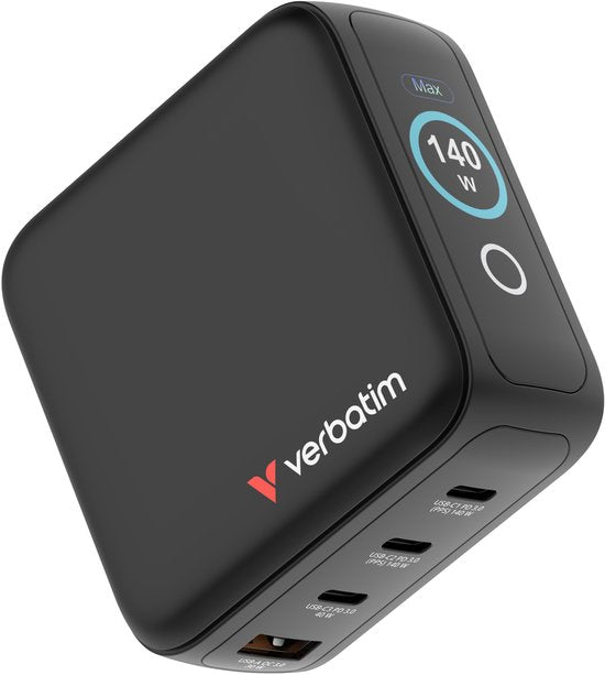 Chargeur Verbatim Mini GaN 140 W avec écran