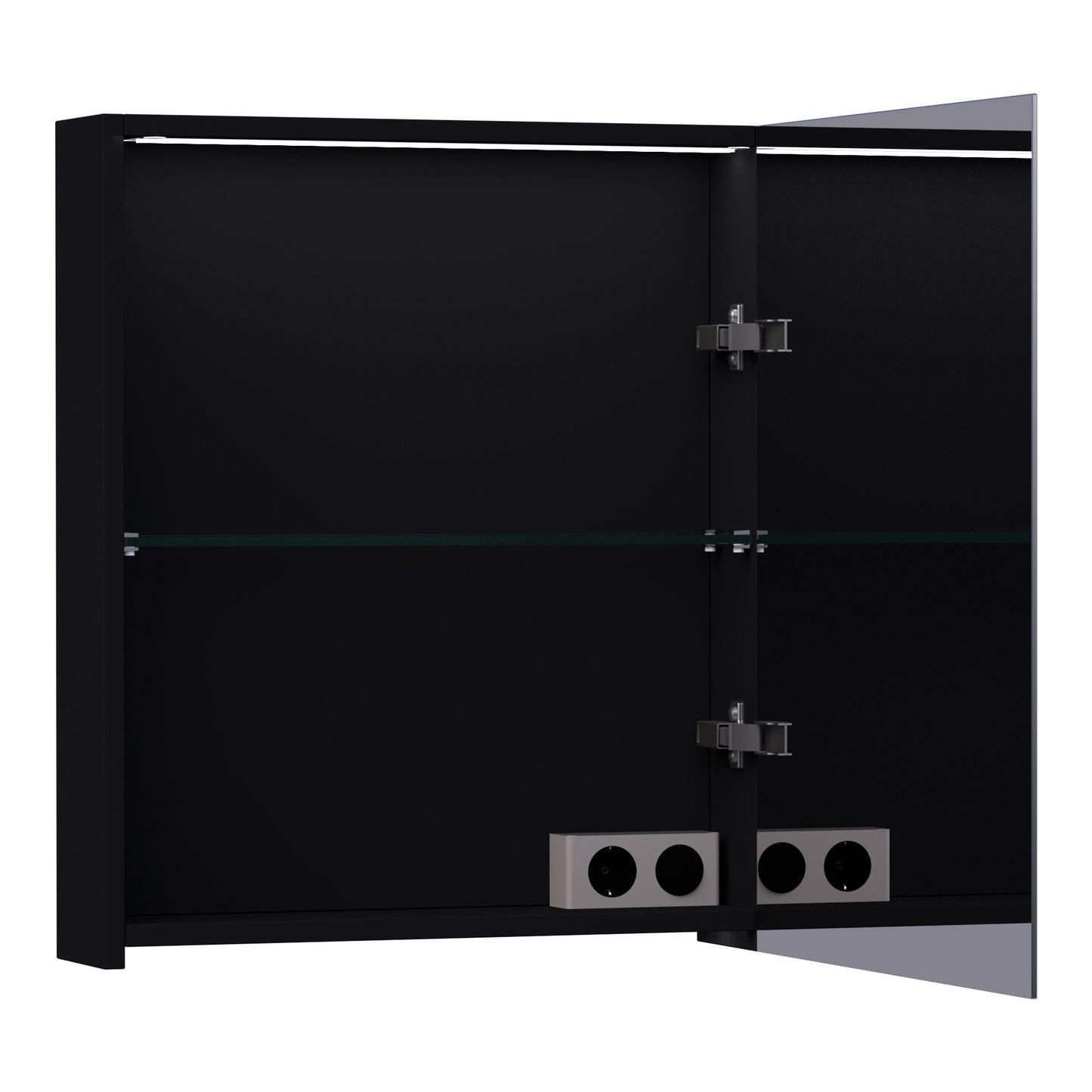 Brauer Dual 60 armoire de toilette - 60 cm - noir - avec éclairage et double miroir