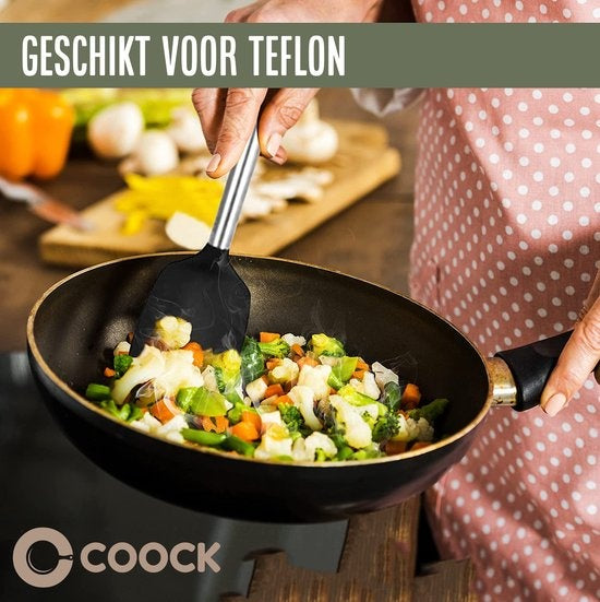 COOCK Batterie de cuisine avec support XL - Batterie de cuisine 17 pièces - Silicone - Sans BPA ni plastique - Susceptible d'être accrochée - Ouvre-boîte inclus