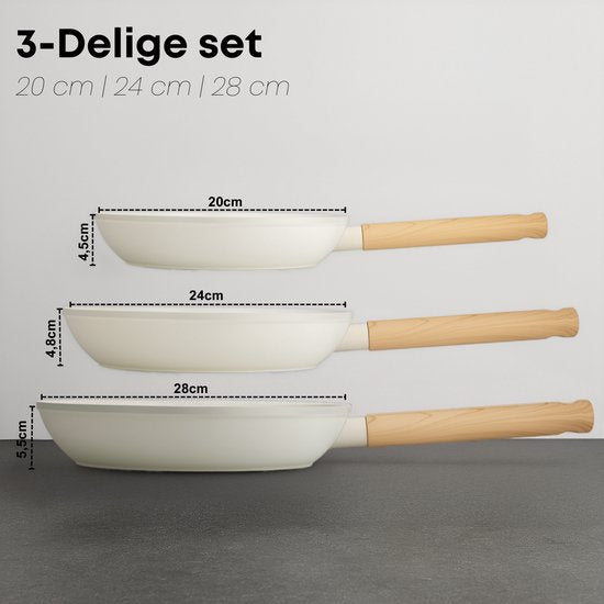 Savoré Kitchen Poêles Ø20, 24 & 28 cm - Induction - Sans PFAS - Poêle en céramique - Set de poêles - Poêles - Poêles - Poêles
