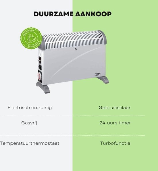 Convecteur Plein Air TC-T24 - 3 niveaux de chaleur - 2000W - Jusqu'à 20m² - Thermostat réglable