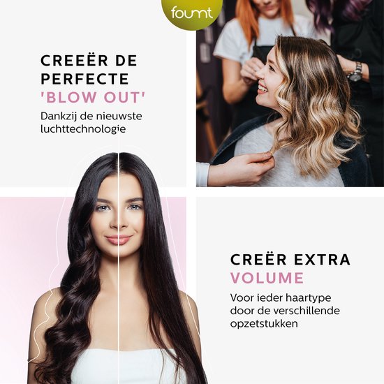 Fer à Boucler - Fineza - 5 en 1 Multi Styler - Brosse Soufflante - Cheveux Courts & Longs - Rose