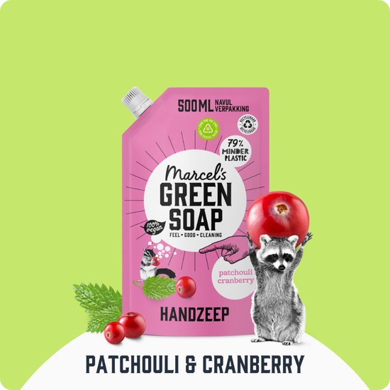 Recharge de savon pour les mains Marcel's Green Soap - Patchouli & Canneberge - 6 x 500 ml