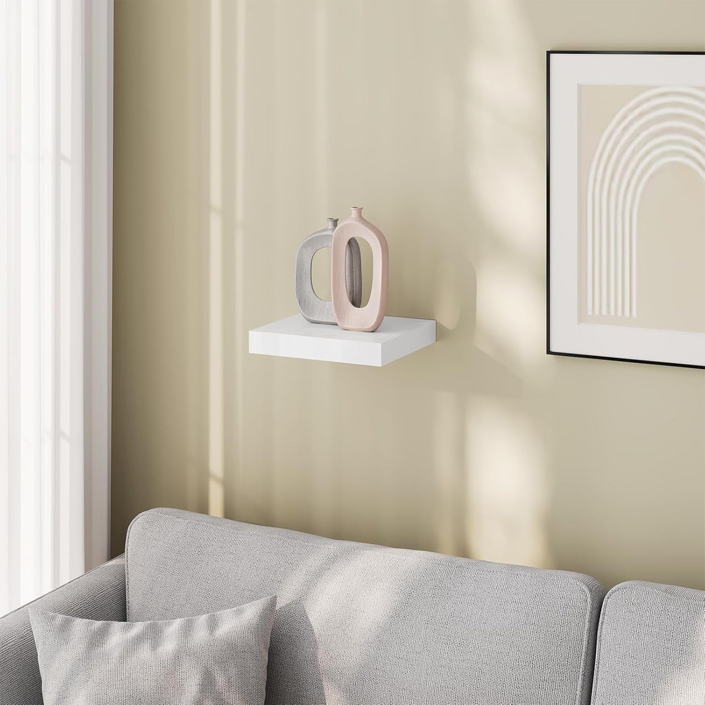 Étagère murale eSituro blanche brillante - Étagère murale suspendue - 3,8 cm d'épaisseur - Jusqu'à 15 kg