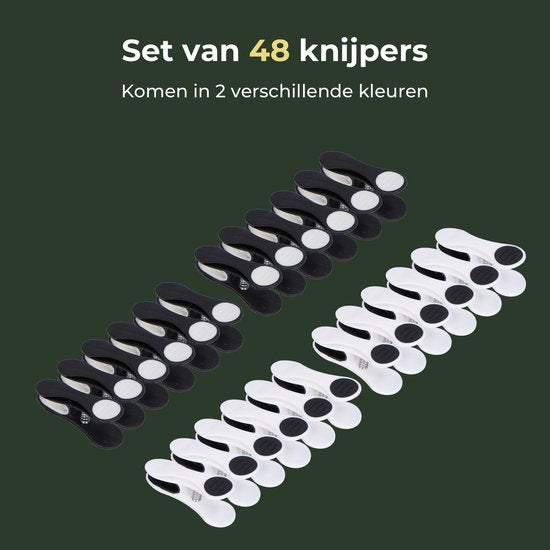 Gandria Pinces à linge 48 pièces - Pinces à linge en plastique - Lot de 48 pinces à linge en plastique - Pinces à linge pour portemanteau 10 Kg - Noir/Blanc et Blanc/Noir