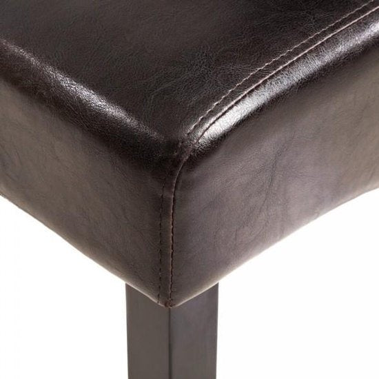 Chaise de salle à manger x2, Tectake®, Rembourré avec revêtement aspect cuir, Dossier haut ergonomique, Brun