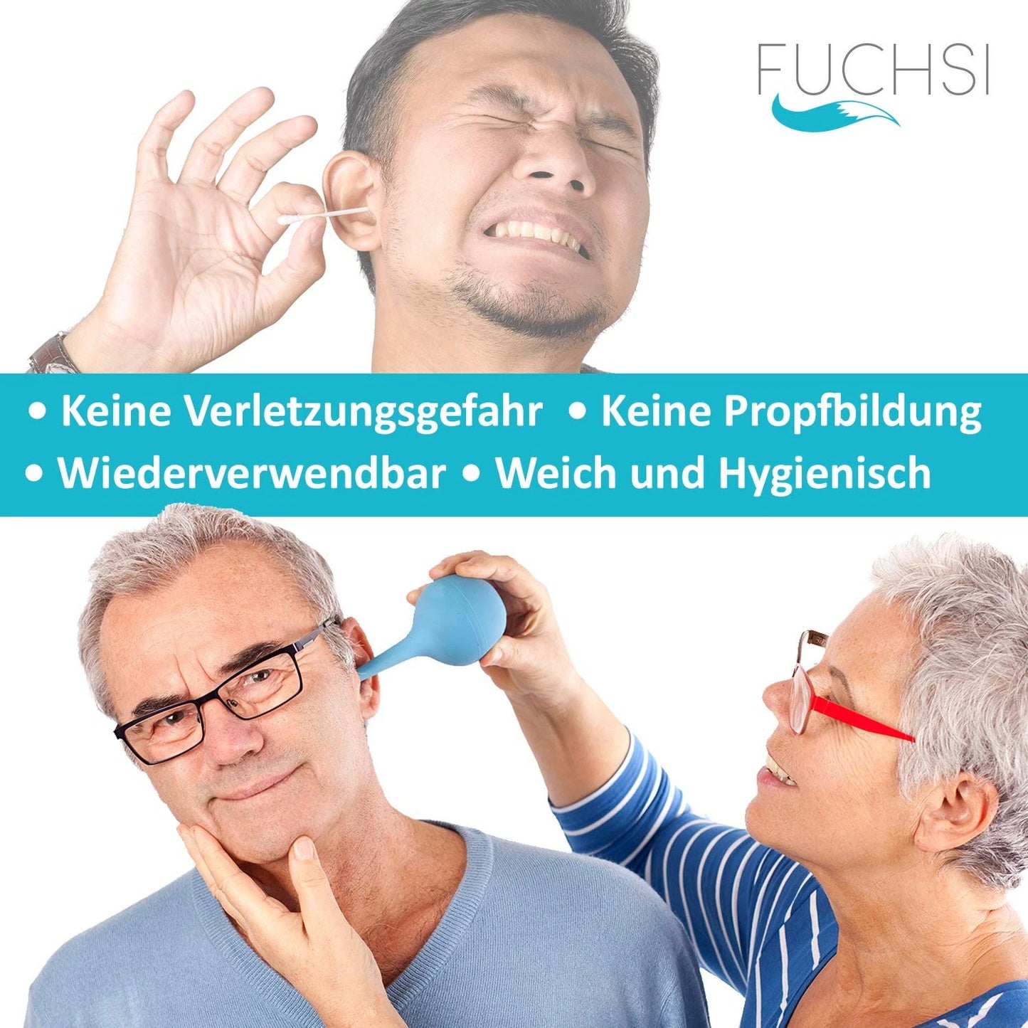 Nettoyant auriculaire Fuchsi - Rinçage doux des oreilles - Bleu