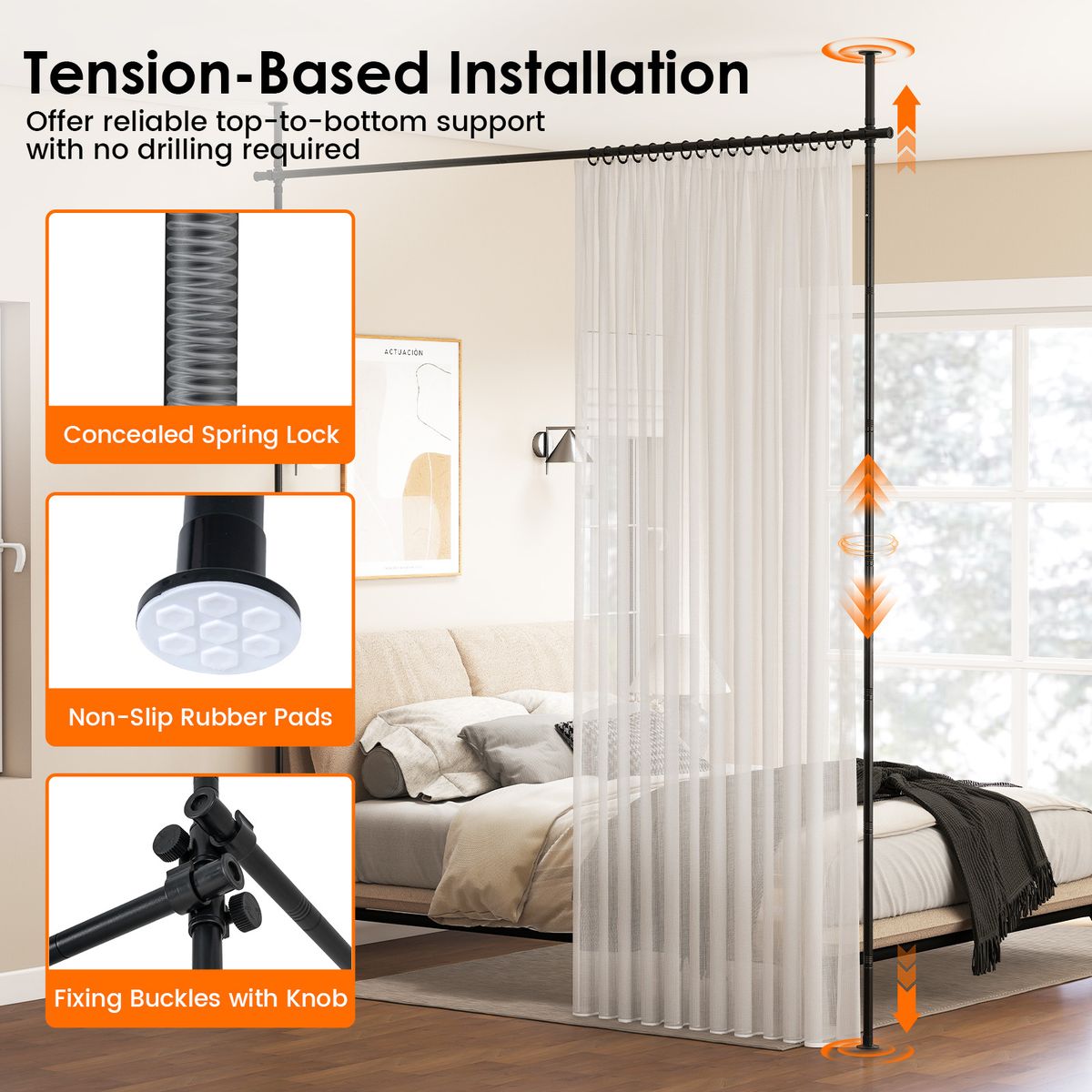 Coast Cloison mobile - cadre réglable - sans perçage - noir