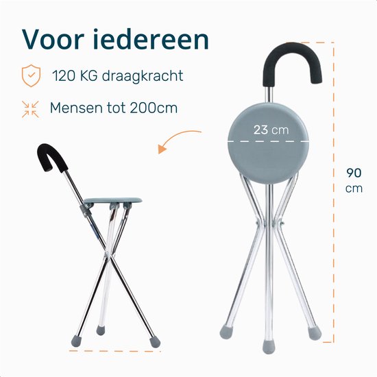 Alyze Bâton de marche avec siège - Trépied - Bâtons de marche - Pliable