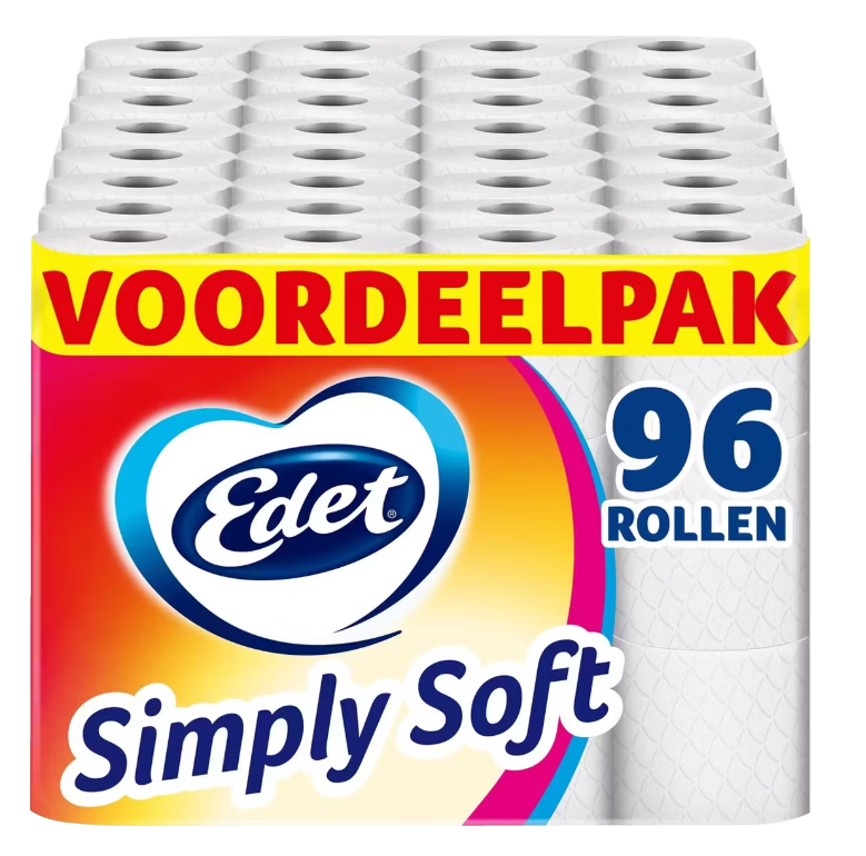 Papier hygiénique Edet Simply Soft - 96 rouleaux paquet avantage - Doux et résistant