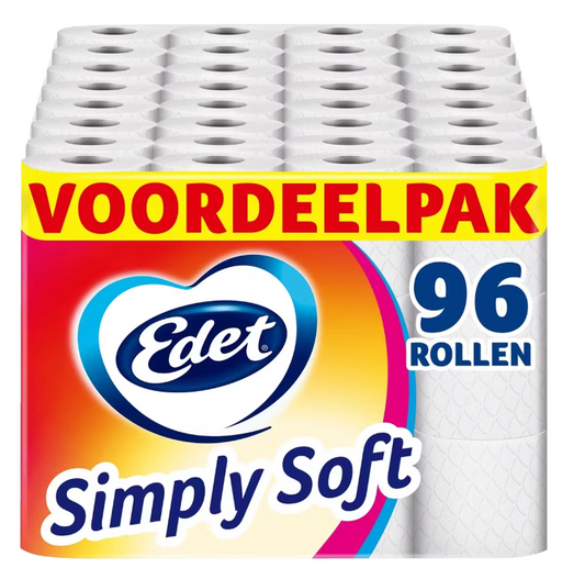 Papier hygiénique Edet Simply Soft - 96 rouleaux paquet avantage - Doux et résistant