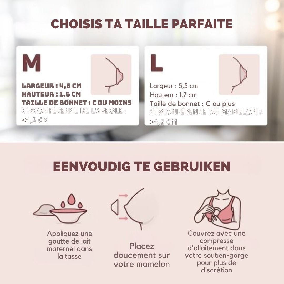 Bonnets d'allaitement Vulpes Goods® - Argent pur 999 - Hypoallergénique et réutilisable - Protège-mamelons pour l'allaitement - Taille M - Etui de rangement inclus - argent