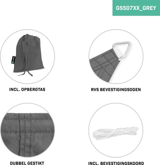 VONROC Premium Shade Cloth - Bâche - Rectangle - 400x300 cm - Imperméable - Gris - Sac de rangement et cordon de fixation inclus