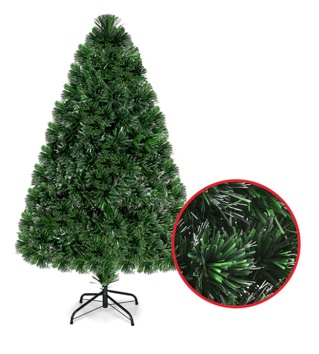 Arbre de Noël artificiel (pré-éclairé) Coast - avec fibre de verre et lumières LED multicolores, 125 pointes - 122 x 64 cm - PVC/métal - Vert