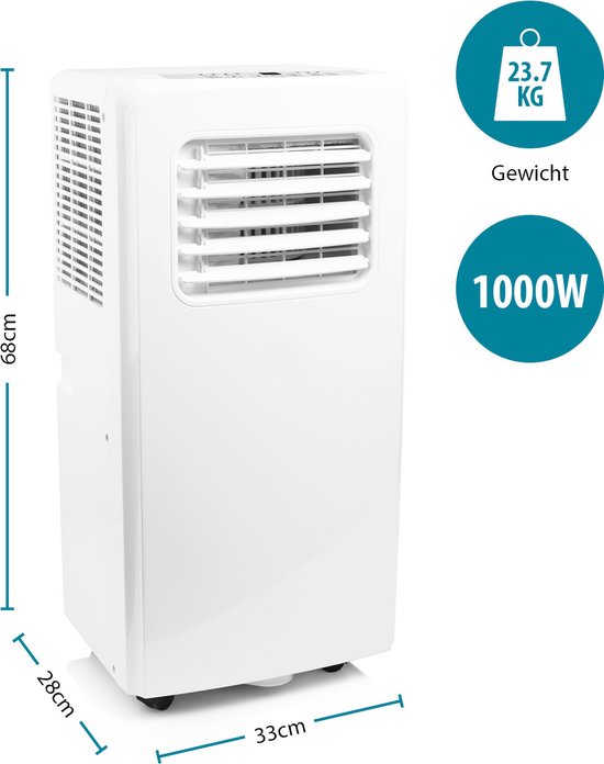 Climatiseur mobile Tristar AC-5529 9 000 BTU – Climatiseur, ventilateur et déshumidificateur 3-en-1 – Pour des pièces jusqu'à 34 m² – Minuterie – Blanc