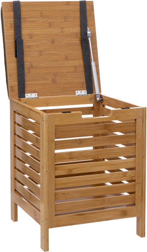 Panier à linge/bankette en bambou - Tabouret avec coffre de rangement