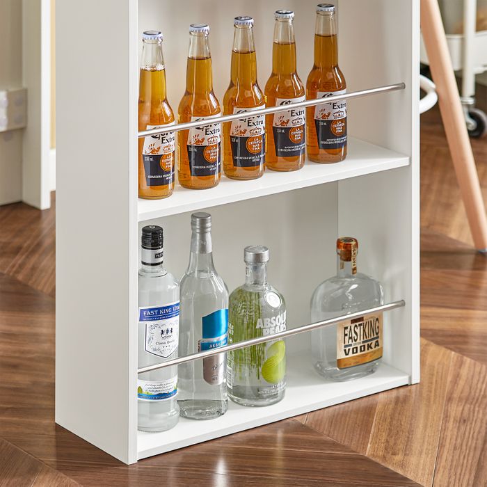 Table de bar SoBuy blanche - 112 x 57 x 106 cm - Avec 3 étagères de rangement