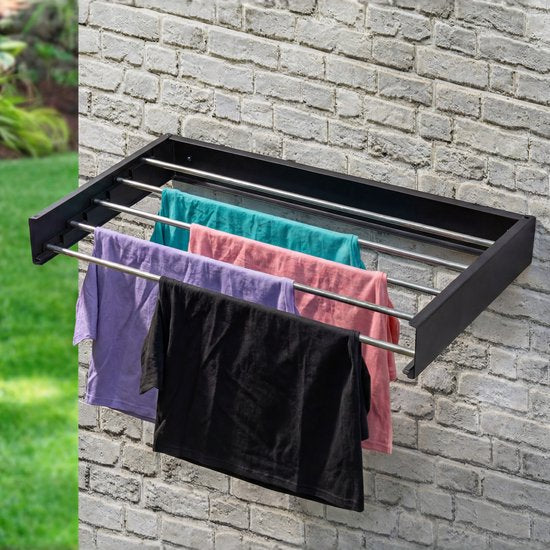 Vonia Étendoir mural - Étendoir à linge - Étendoir mural - 80 x 40 cm - Noir