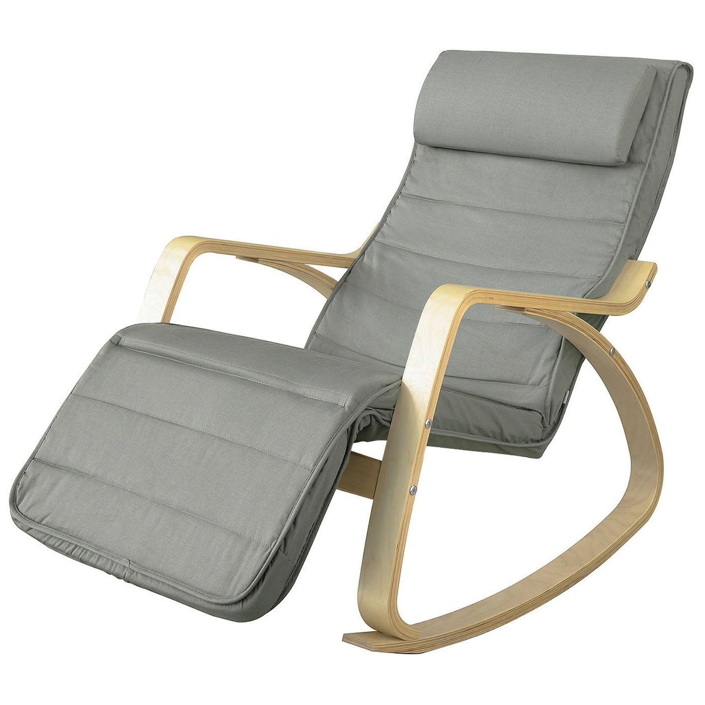 SoBuy Fauteuil à bascule avec repose-pieds réglable - Max. 120 kg - Gris