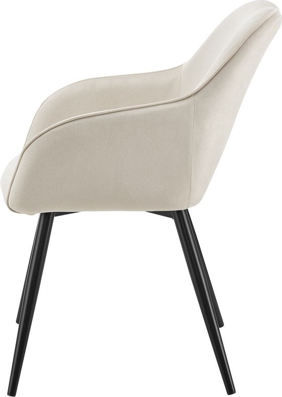 Chaise longue / Chaise à manger Tarje - 2 pièces - Couleur sable - Velours