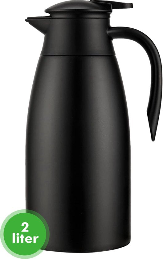 Travelhawk Thermos jug - 2 Liter - Pichet isotherme - Noir - Café - Thé - Pour boissons chaudes et froides
