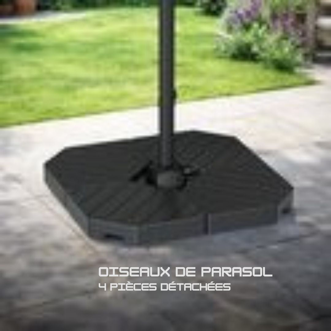 Set de 4 tuiles pour Parasol Lifegoods - 50x50x11 cm - Remplissable jusqu'à 145 kg - noir