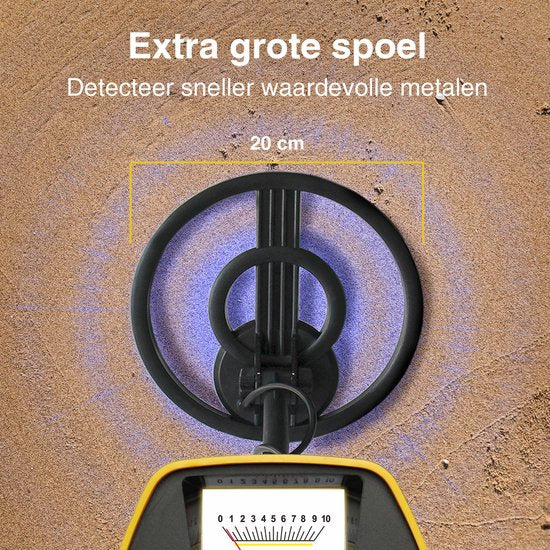 EarthVision Détecteur de métaux TerraWave - Pour enfants et adultes - Hauteur réglable - Etanche - Léger - Piles et pelle incluses