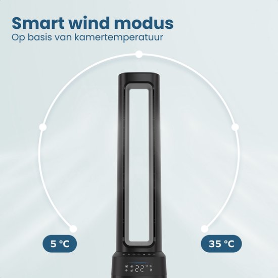 Ventilateur colonne Auronic - Modèle 2 en 1 sans pales - Purificateur d'air avec filtre HEPA - Ventilateur - 10 vitesses - Télécommande - 105 cm - Noir