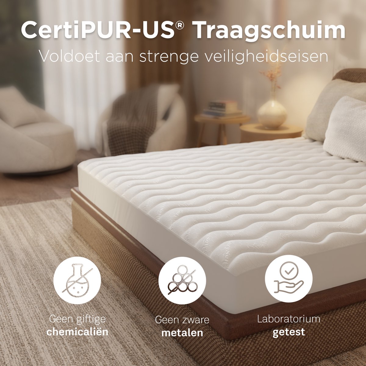 Cozysense Topper 120 x 200 - Surmatelas en mousse à mémoire de forme avec structure alvéolaire imprégnée de gel - 3 cm - Blanc