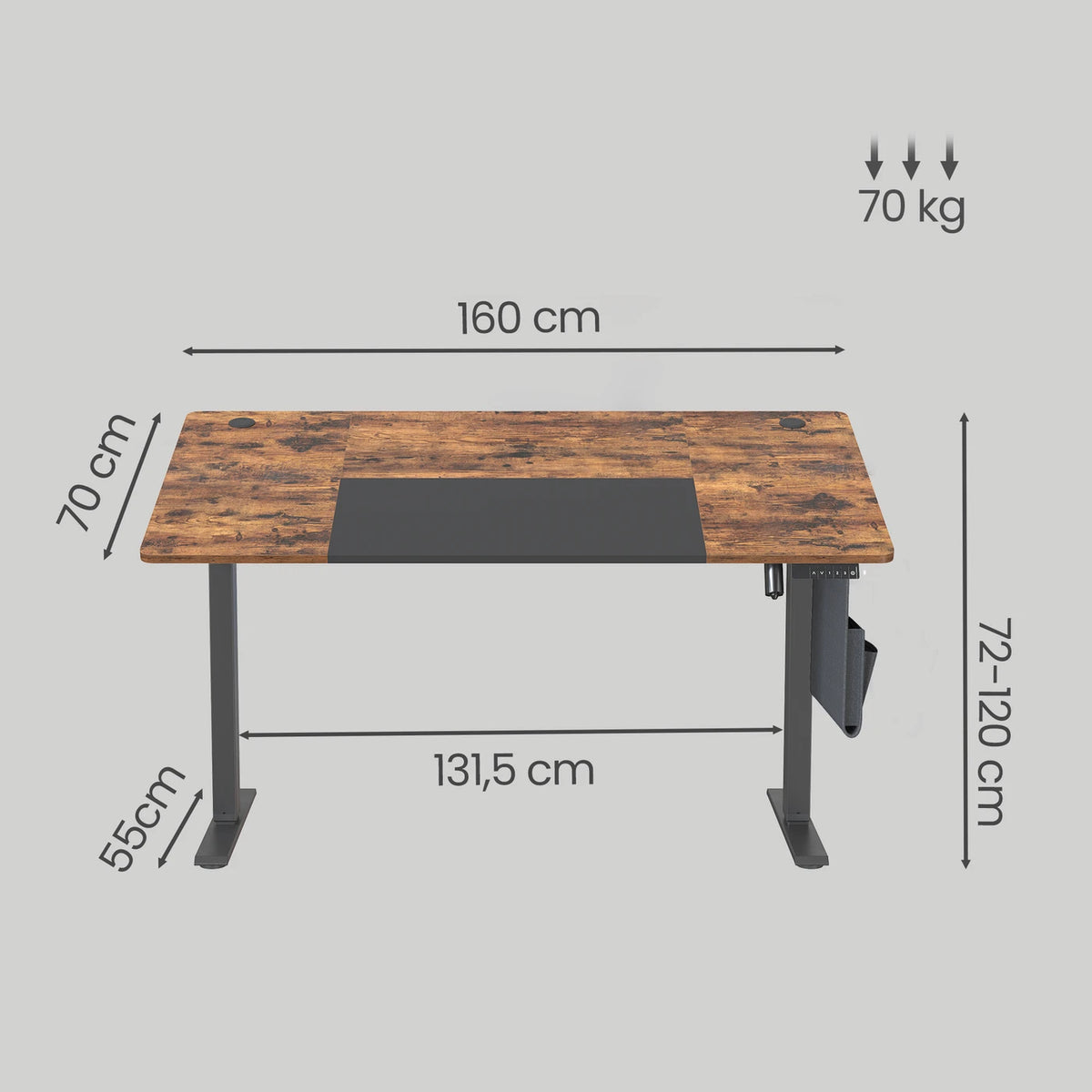 Chaise de bureau ergonomique en maille Joyfurnos 70 x 71 x 114-124 cm, noire