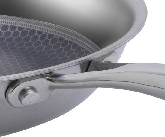 Poêle à frire - Resto - Ø24 cm - Acier inoxydable - Revêtement antiadhésif en nid d'abeille - Base Induction - Convient à toutes les sources de chaleur