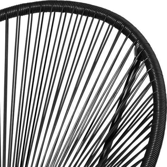 tectake® - Salon de jardin bistrot - 2 chaises et 1 table - Chaises rétro de style Acapulco - Résiste aux intempéries à l'intérieur et à l'extérieur - Salon de jardin pour terrasse ou balcon - Noir